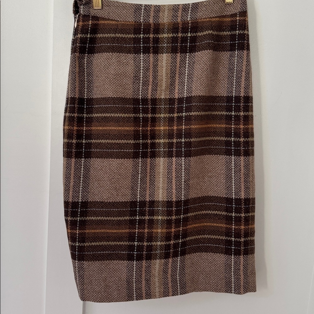 Anthropologie CARTONNIER MADE TO MEASURE SKIRT WOOL PLAID PENCIL GATHERED Size 4 - Picture 6 of 9